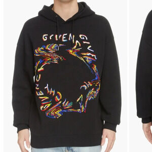 Givenchy Beaded Distorted Logo Hoodie Size XL EUC